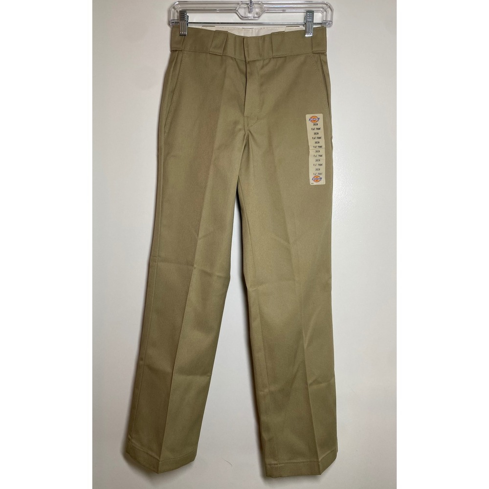 Dickies Flat Front Pants Mens 26x30 Khaki NWT Workwear Uniform Twill Chino 874KH